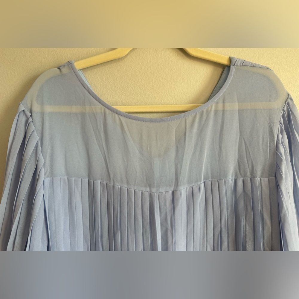 Women’s Sky Blue Pleated Ruffled V-Neck Long Sleeve Romper Size XL - Picture 12 of 15